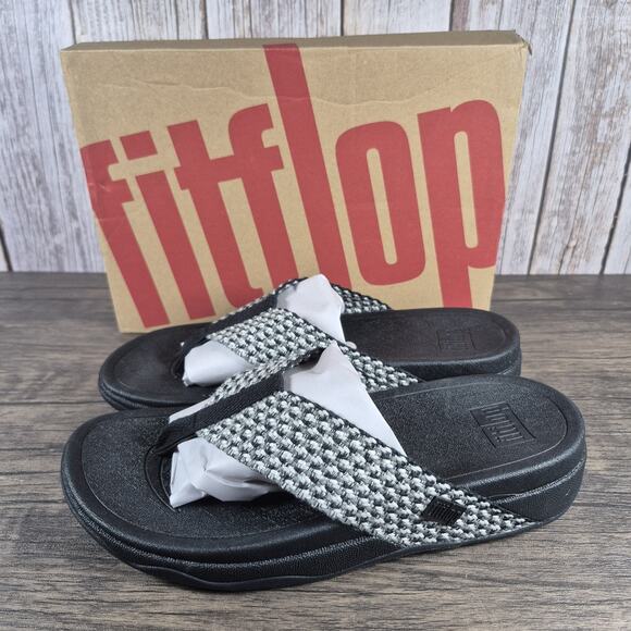 Fitflop Shoes - FitFlop Surfa Multi Tone Webbing Toe Post Sandals Women's Sz 9 Black (NIB)